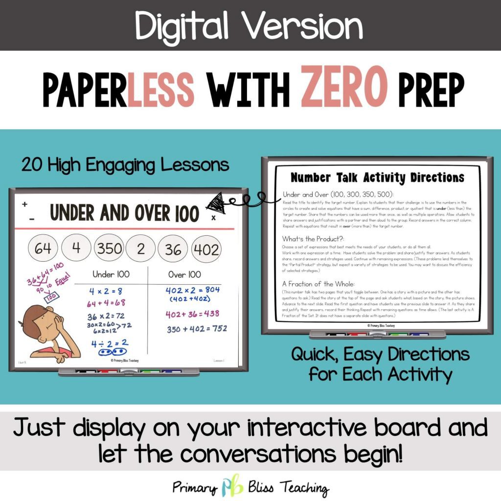 Third Grade Number Talks - (Digital and Printable) Yearlong Program