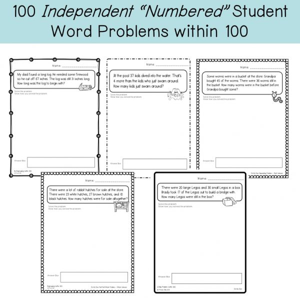 Numberless Word Problems to 100