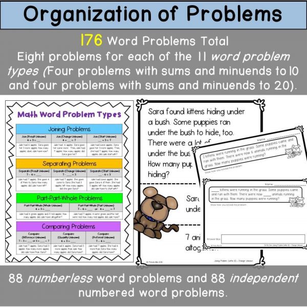 Numberless & Numbered Word Problems (story problems within 20)