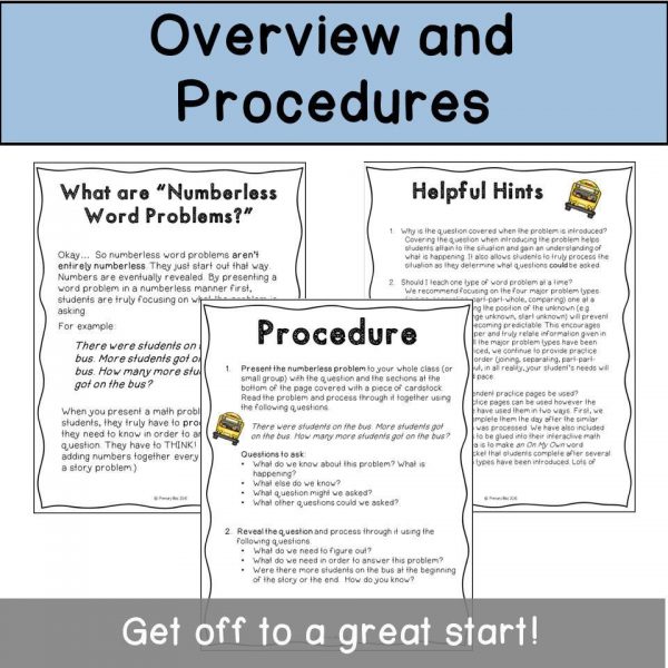 Numberless & Numbered Word Problems (story problems within 20)
