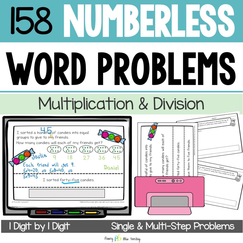 Number Talks: Numberless Math Word Problems (single by single digit ...