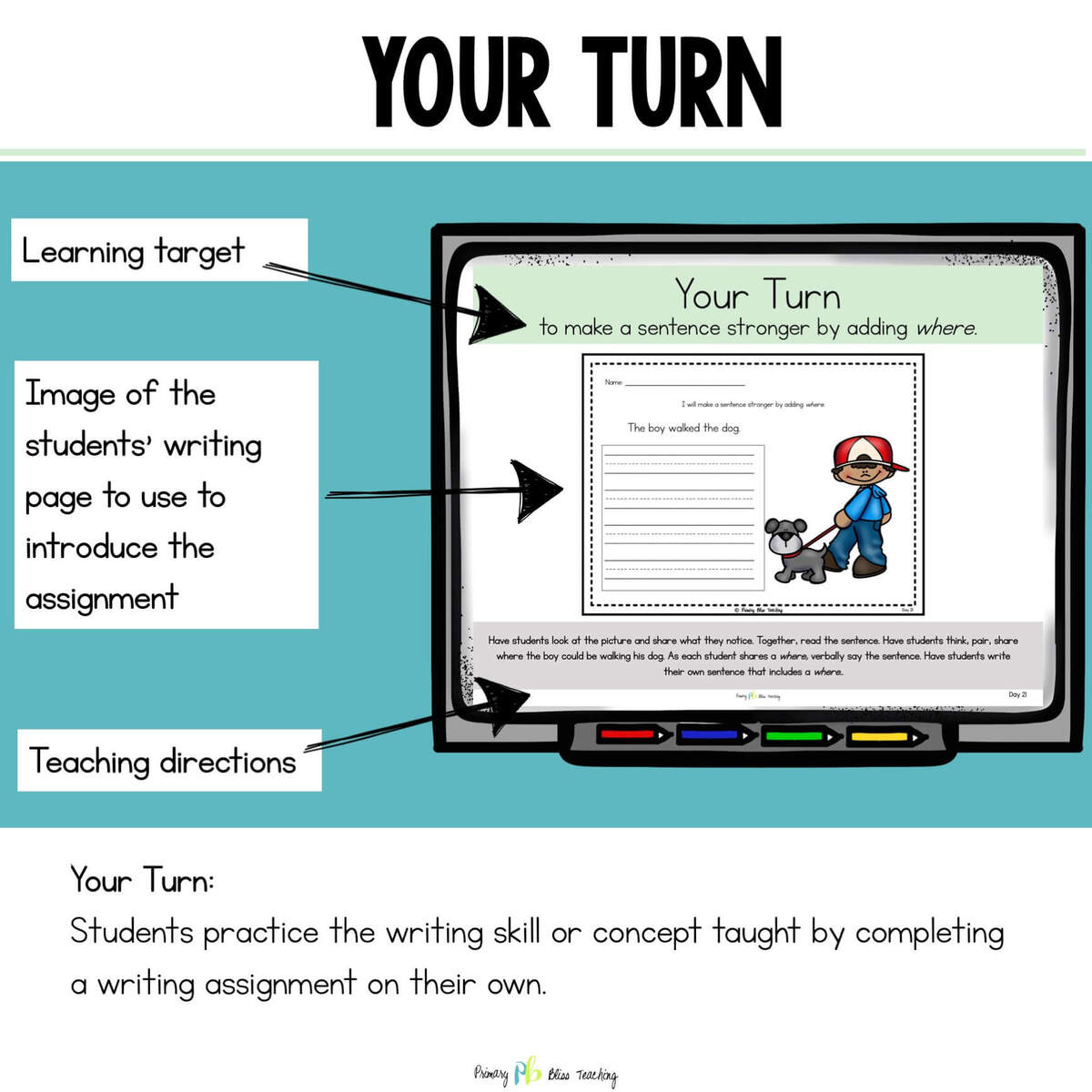 First Grade Writing "Your Turn" slide