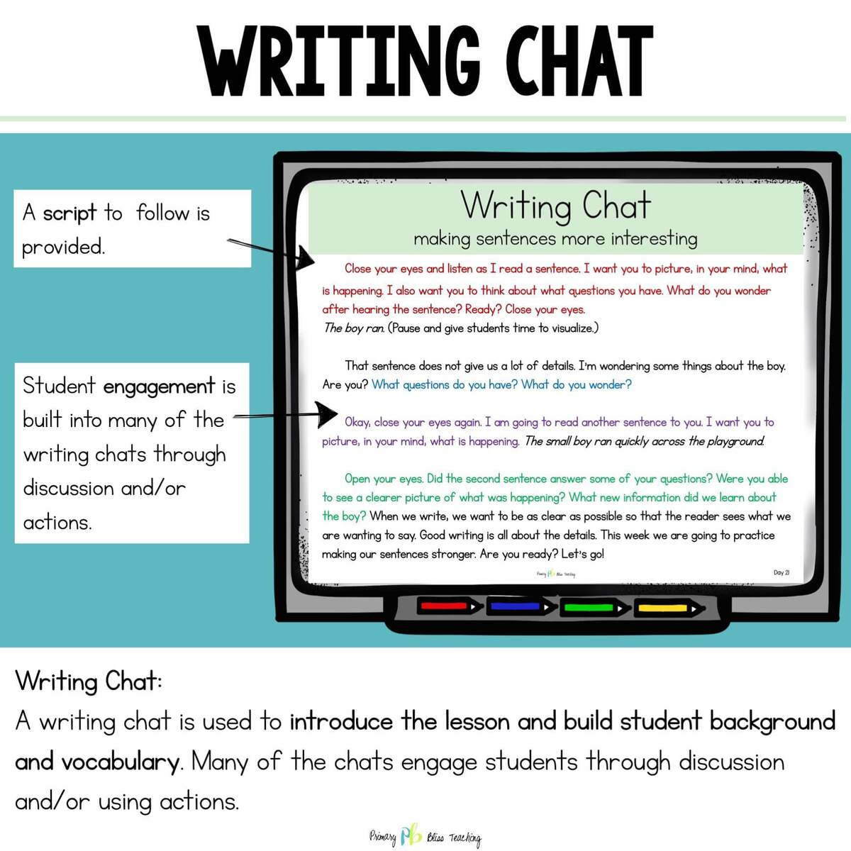 First Grade Writing Chat example