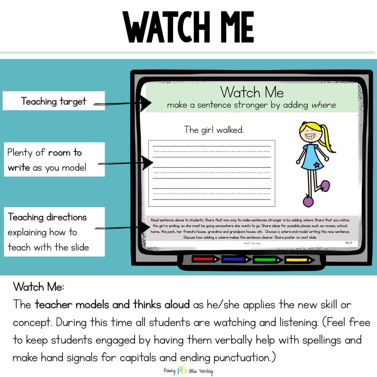 First Grade Writing Slide for Teacher Model Lesson 