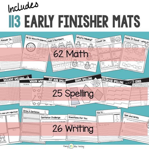 First Grade Activities for Early Finishers - Math, Spelling, Writing ...